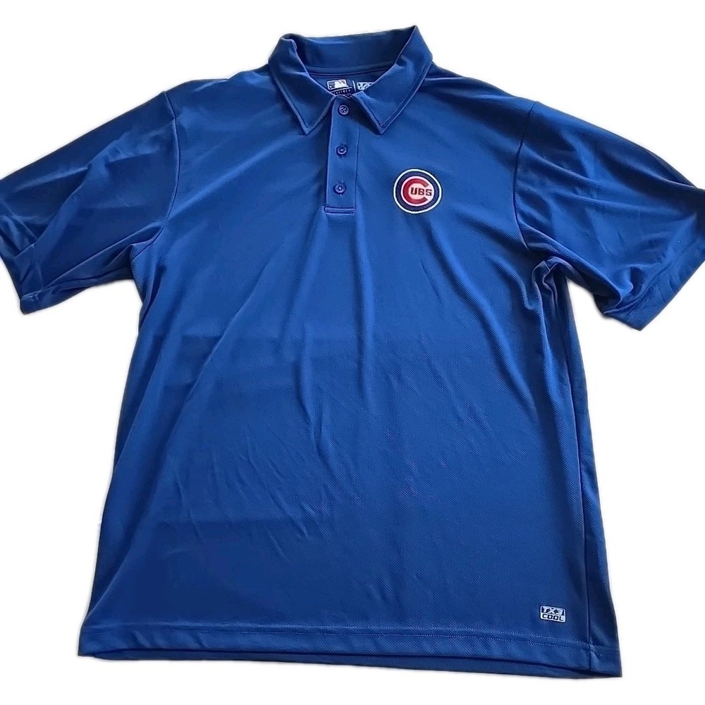 Chicago Cubs Shirt Mens Large Blue Short‎ Sleeve MLB Baseball TX3 Cool Polo